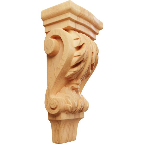 Ekena Millwork 3"W x 1 3/4"D x 6"H Extra Small Acanthus Pilaster Wood Corbel, Red Oak CORW03X02X06PARO - main